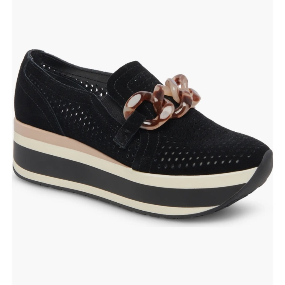 Dolce Vita Black and Brown Platform Shoes with Chain Detail